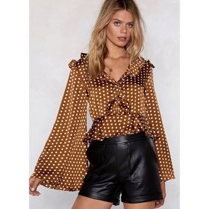 Bell Sleeve Polka Dot Top